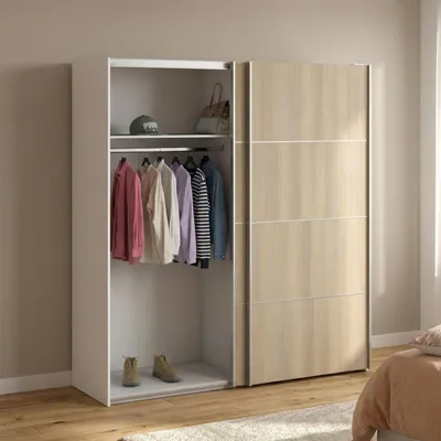 Image de Accadia - Armoire 2 Portes, 182x202h cm Chêne Marron, 2 Étagères