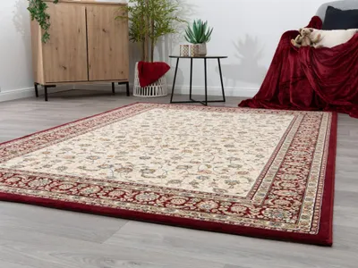 Produktbild von Steffensmeier Orientteppich Wohnzimmer Classical Quality | Wohnzimmer | Orientalisches Muster | Bordüre | Floral Beige/Rot, Größe: 133x195 cm