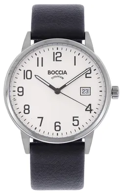 Obrázek produktu pro Pánské hodinky Boccia 3654-02, quartzové, titanové, s černým koženým řemínkem