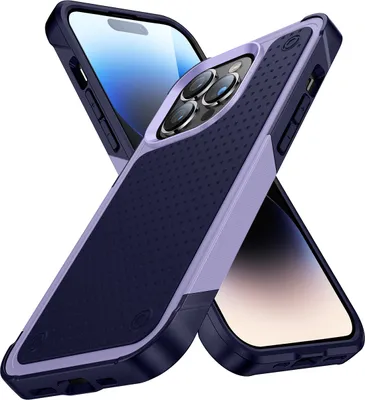 Produktbild von Für iPhone 14 Pro Hülle Militärqualität Stoßfest Hybrid 2 in 1 Hart PC Weich TPU Handyhülle Lila Blau