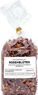 Produktbild von Roseblüten, grob, Rosenblätter getrocknet, essbare Blüten zum Dekorieren, ideal für Tee, 40g