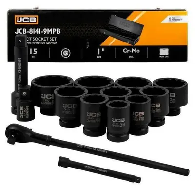 Productafbeelding van Schlagschroefset JCB, 15-delig, 1 inch, 12 bits (36-80 mm)