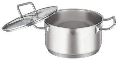 Produktbild von RÖSLE EXPERTISO Kochtopf, Hochwertiger Universaltopf aus Edelstahl 18/10, 24 cm, Glasdeckel, Innenskalierung, induktionsgeeignet, spülmaschinengeeigne