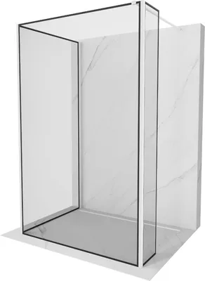Produktbild von Mexen Kioto Walk-in Duschwand 100 x 80 x 40 cm, schwarzes Muster, weiß