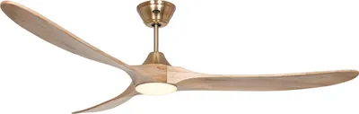 Produktbild von CasaFan 318069 ECO GENUINO-L Deckenventilator mit Licht 180cm Naturholzflügel gebürsteter Messingmotor