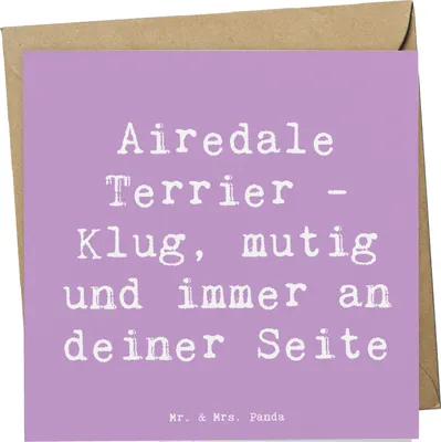 Produktbild von Mr. & Mrs. Panda Grußkarte Spruch Airedale Terrier - Lavendeltraum - Geschenk, doppelkarte, Hund, faltkarte, Hunderasse, Klappkarte, Haustier, Glückwunschkarte, Hunde