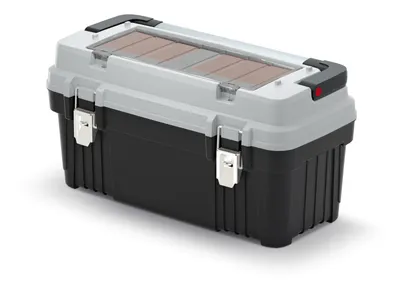 Obrázek produktu pro Kufr na nářadí s kov. držadlem a zámky OPTIMA šedý 586x296x305 (krabičky)