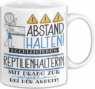 Produktbild von Reptilienhalterin Tasse Geschenk Lustig Abstand Halten Hochleistungs-Reptilienhalterin Mit Drang Zur Perfektion Bei Der Arbeit (Weiß)