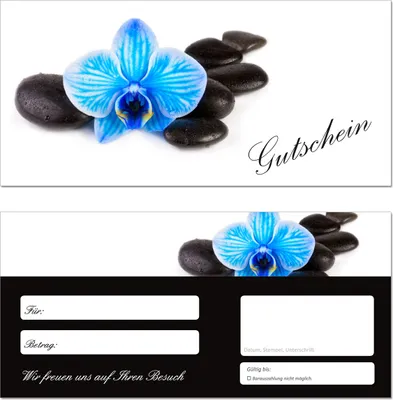 Produktbild von 10 Stück Geschenkgutscheine (Orchidee-648) - Gutscheinkarten Gutscheine für Bereiche Wellness, Erholung, Entspannung oder Kosmetik und Reisen