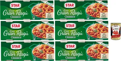 Produktbild von Il Mio Gran Ragù Star Classico, N.1 in Italien, tomatensauce 6x (3x 100g) sauce Tomatensuppe, Fleisch und Tomatensauce + Italian Gourmet polpa 400g