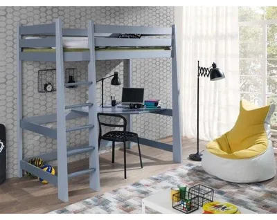 Obrázek produktu pro Patrová postel se stolem 80x180 ALWA - šedá / grafitová, levé provedení