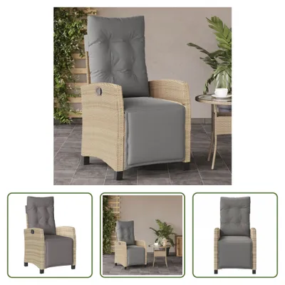 Immagine prodotto di The Living Store Poltrona da giardino con poggiapiedi regolabile Beige misto poly rattan