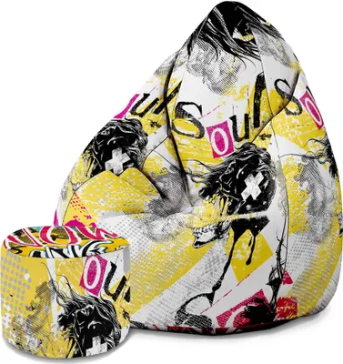 Obrázek produktu pro Dreamroot sedací vak 80x80x120cm sedací vak s opěradlem a stoličkou a potahem Sedací polštář Podlahový chladicí vak Bubibag  Screaming Faces