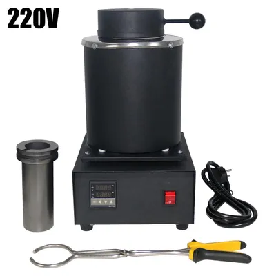 Produktbild von Elektrischer Goldschmelzofen - Metallschmelzgerät - Digitale Steuerung - 1400 W - 1100 °C - Tiegelkapazität 2–3 kg - 220 V - Schwarz