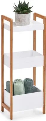 Produktbild von Zeller Badezimmerregal, MDF/Bambus, 28x20x74 cm, weiß/braun