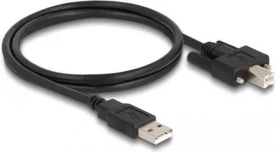 Produktbild von DeLOCK Kabel USB 2.0 Typ-A Stecker zu Typ-B Stecker mit Schrauben 1 m, 1 m, USB A, USB B, USB 2.0, 0,48 Gbit/s, Schwarz