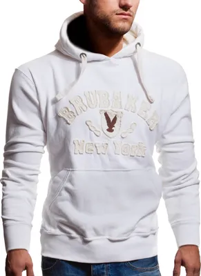 Produktbild von BRUBAKER Herren Sweatshirt mit Kapuze N.Y. Eagle Weiß Gr. M