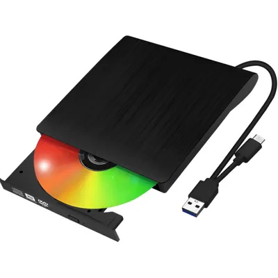 Produktbild von Externe DVD Brenner USB 3.0 & USB-C – 8x DVD 24x CD, Plug & Play