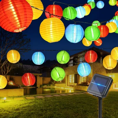 Solar-Lichterkette, 30 LED-Laternen, 8 Modi, IP65, 6 m, für außen