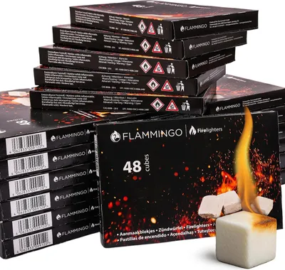 Produktbild von Flammingo® Anzündwürfel auf Kerosinbasis, weiß, 12x48 Stück, 2kg