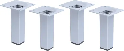 Produktbild von Möbelstempel 4er Set Möbelfüße Tischbeine Möbelstützen Silber 25x25mm eckig Sofafüße 100mm
