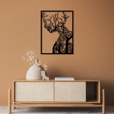 Image de Wallity, Tree- SKL2386, Noir, Autres décorations pour la maison, 52 x 70 cm, 100% métal (épaisseur : 1