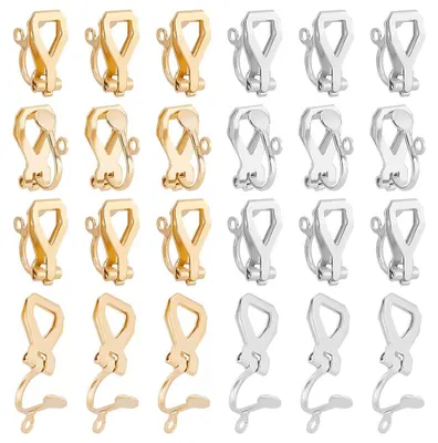 40 Stück Ohrclips aus Edelstahl, 2 Farben, gold und silber