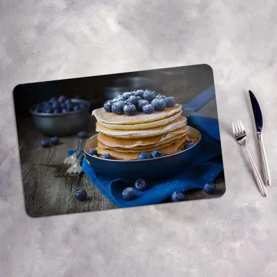Produktbild von Tischset 4x45x30 cm + 10fi cm Platzset Tischmatte Platzmatte Untersetzer - Pfannkuchen mit Heidelbeere