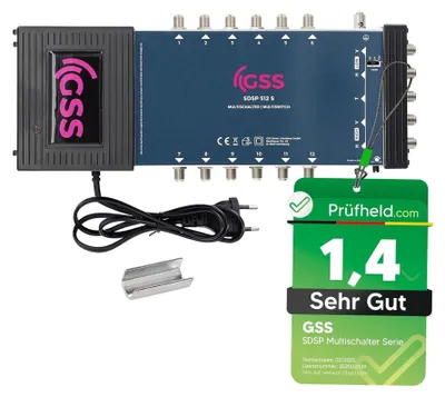 Produktbild von GSS 5/12 Multischalter für Quattro & Quad LNB (4fach) geeignet, Multiswitch für 1 Satelliten & 12 Teilnehmer (TV, Sat Receiver), Matrix Satellit Verteiler, HD 4K, für Schüssel