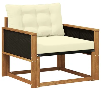 Image de Canapé d'extérieur de taille moyenne vidaXL en bois d'acacia massif et Textilene Nature