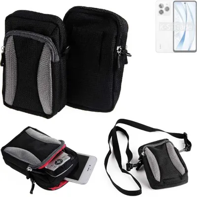 Produktbild von K-S-Trade Holster Schutz Hülle kompatibel mit Lava Yuva 3 Handy Hülle Gürteltasche Umhängetasche mit Zusatzfach schwarz