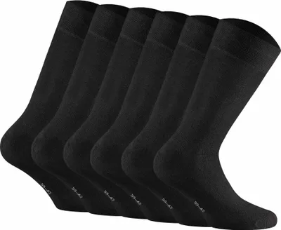 Produktbild von Rohner Basic Uni Socken, 6er Pack - Baumwolle, Kurzsocken, einfarbig Schwarz 35-38