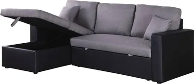Produktbild von Ecksofa reversibel mit Schlaffunktion und Stauraum "Alain" - 3-Sitzer - Schwarz / Grau