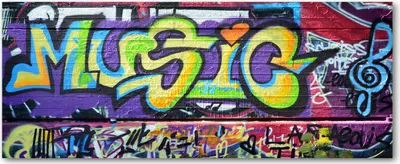 Produktbild von Tulup® Glas-Bild Wandbild aus Glas - 125x50 - Wandkunst - Wandbild hinter gehärtetem Sicherheitsglas - Dekorative Wand für Küche & Wohnzimmer  - Teenager - Graffiti an Wand - Mehrfarbig
