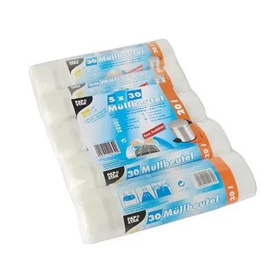 Produktbild von Müllbeutel mit Zugband, HDPE 20 l 55 cm x 48 cm transparent 14 my