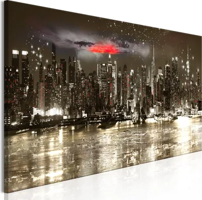 Produktbild von Modernes Wandbild d-C-0254-b-a (150x50 cm) - 1 Teilig Bilder Fotografie auf Leinwand Foto Bild Dekoration Wand Bilder Kunstdruck NEW YORK NACHT