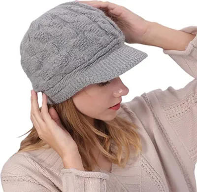 Zimná čiapka Dámska čiapka s košeľou Dámska šiltovka Dámska baret Čiapka Baret Teplá pletená čiapka Zimná fleecová čiapka s podšívkou Dámske C