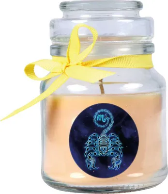 Produktbild von HS Candle "Sternzeichen" Duftkerze Vanille im Bonbonglas ( Skorpion ) - viele Motive zur Auswahl, 120g - Brenndauer bis zu 30 Std - Scorpio