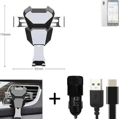 Produktbild von K-S-Trade Lüftungsschlitz Halterung kompatibel mit Sharp Basio Active Lüftungshalterung Lüftungsgitter schwarz-silber Auto-Halterung Smartphone