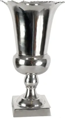 Immagine prodotto di Vaso di design in alluminio lucido argento Altezza: 40,5 cm, larghezza: 22,5 cm - bellissimo vaso, vaso decorativo