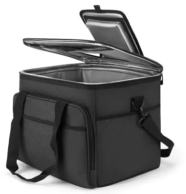 Produktbild von Kühltasche 30L faltbar isoliert mit 2 Kühlakkus für Arbeit, Auto, Strand, Reise, Picknick Schwarz
