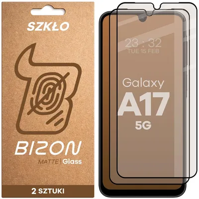 Produktbild von Mattes Hartglas für Galaxy A17 5G, Bizon Glass Matte Duo, Schwarzer Rahmen, 2 Stück
