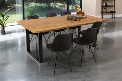 Produktbild von Esstisch Baumkante Holz-Optik Wildeiche 200 x 100 U-Gestell schwarz JOSY