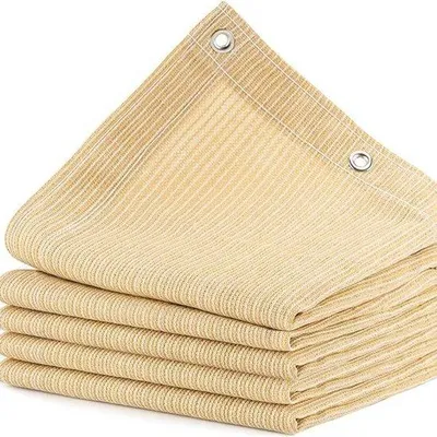 Zdjęcie produktu dla Parasol ogrodowy – prostokątny, z HDPE, odporny na promieniowanie UV w 95%, z linkami i zaciskami, idealny do ogrodu, na taras, balkon, na kemping, do pergoli, 3x4 m, kolor piaskowy
