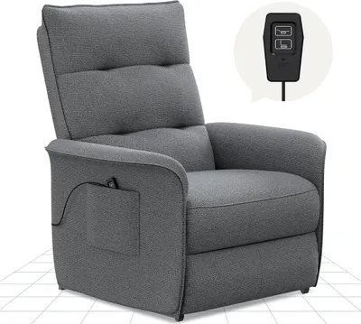 Image de Fauteuil électrique inclinable à 105°-155°, gris foncé - A