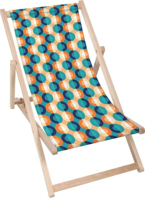 Produktbild von Dreamroots Liegestuhl klappbar Holz bis zu 130 kg, Sonnenliege klappbar mit 3-stufiger Neigungsregulierung der Rückenlehne, Geometric Circles