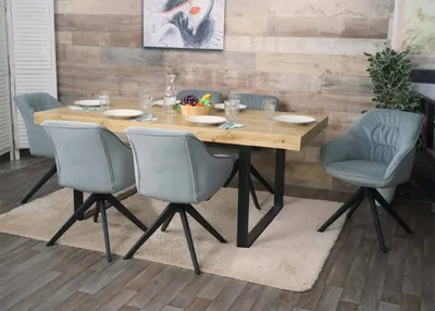 Obrázok produktu pre sada 6 jedálenských stoličiek HWC-K28, kuchynská stolička čalúnená stolička s podrúčkou, otočná, kov ~ látka/textil svetlosivá