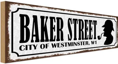 Produktbild von vianmo Holzschild 10x27 cm Baker streeet city Westminster