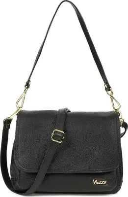 Produktbild von Vezze Palmare Tasche - aus hochwertigem italienischem Glattleder - perfekte Organisation mit 5 Taschen - abnehmbarem Riemen - Schwarz