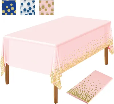 Immagine prodotto di NEBURORA Tovaglia per feste rosa pallido a pois dorati 137x274cm Tovaglia monouso